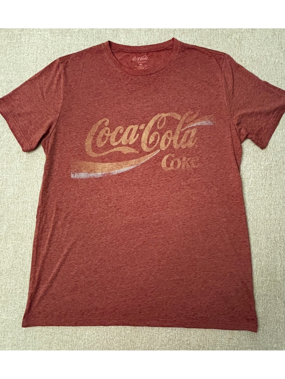 Coca-Cola Men’s Vintage Look Graphic Crewneck T-Shirt Heather Red Size XL